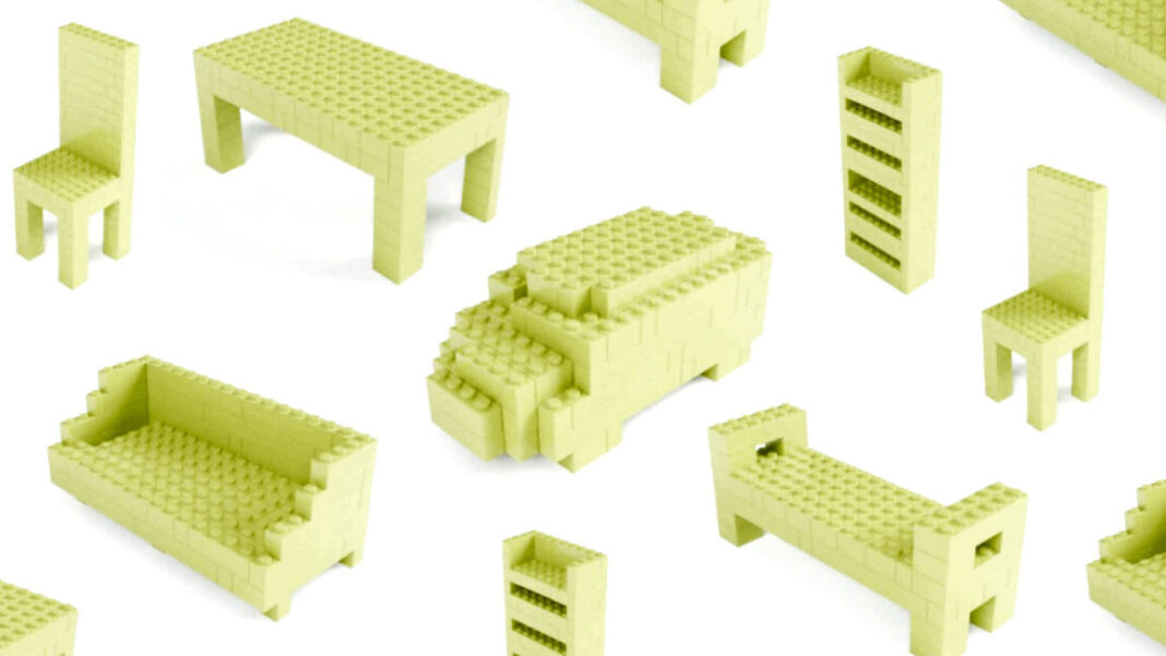 Several examples of shapes created by LegoGPT.