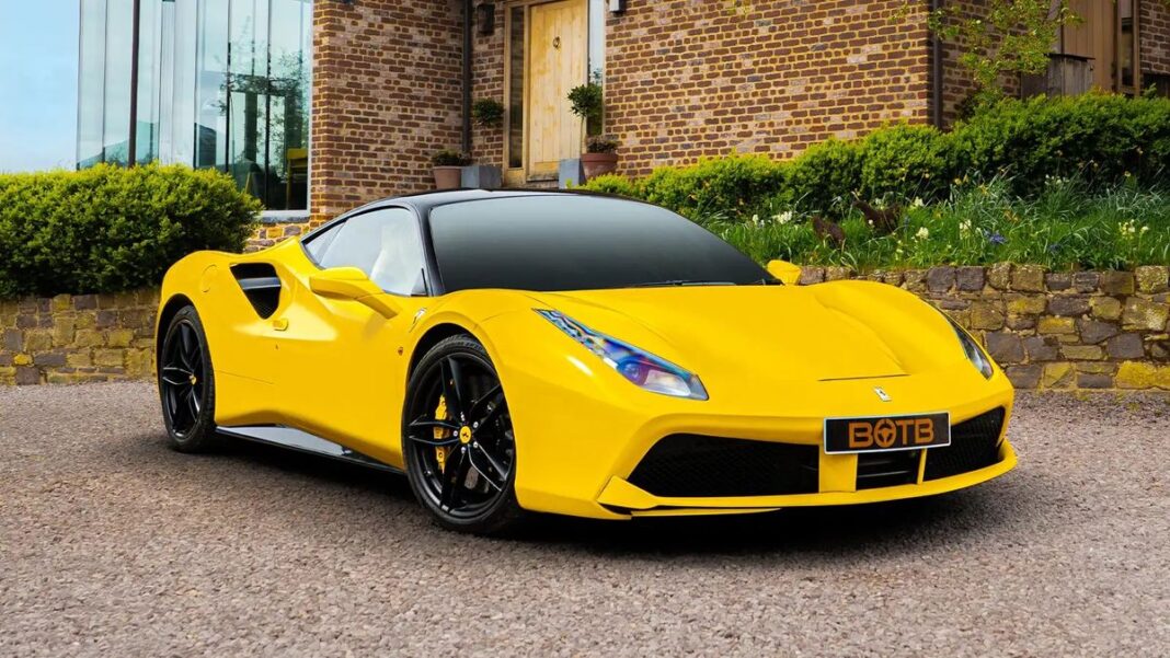 The cream leather interior is a classic choice in a Ferrari